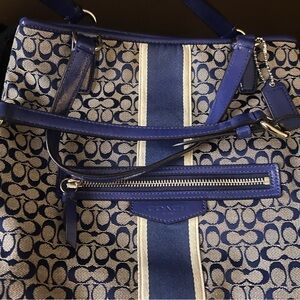 Coach gray and royal blue satchel (medium)